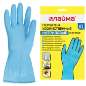Перчатки МНОГОРАЗОВЫЕ нитриловые LAIMA ГИПОАЛЛЕРГЕННЫЕ, х/б напыление, ПРОЧНЫЕ, размер 9-10, XL (очень большой), синие, вес 40 г, 605000 за 112 ₽. Перчатки латексные и резиновые.  Доставка по РФ. Без переплат!