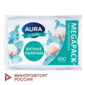 Ватные палочки КОМПЛЕКТ 400 шт., AURA CLASSIC, пакет, 14853 за 108 ₽. Ватные палочки и диски.  Доставка по РФ. Без переплат!