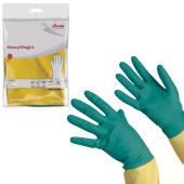 Перчатки VILEDA PROFESSIONAL латекс-неопреновые МНОГОРАЗОВЫЕ х/б напыление СВЕРХПРОЧНЫЕ, размер M (средний), зеленые/желтые, 174305 за 572 ₽. Перчатки латексные и резиновые.  Доставка по РФ. Без переплат!
