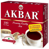 Чай АКБАР "Premium Quality" черный байховый цейлонский, 100 пакетиков по 2 г, 1050046 за 330 ₽. Чай пакетированный.  Доставка по РФ. Без переплат!