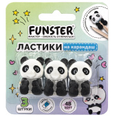 Ластик-топпер для карандаша FUNSTER (ФАНСТЕР) "ПАНДЫ", НАБОР 3 ШТУКИ, блистер, 274012 за 119 ₽. Ластики классические.  Доставка по РФ. Без переплат!
