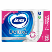 Бумага туалетная 3-слойная 12 рулонов (12х18 м), белая, ZEMMA/ZEWA Deluxe, 1440291 за 623 ₽. Туалетная бумага офисно-бытовая.  Доставка по РФ. Без переплат!