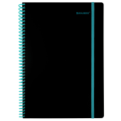Тетрадь обложка пластик, А4 80 л., спираль пластик, резинка, клетка, BRAUBERG, черный/синий, 405381 за 222 ₽. Тетради формата А4.  Доставка по РФ. Без переплат!