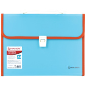 Папка-портфель пластиковая BRAUBERG "JOY", А4 (330х245х35 мм), 13 отделений, с окантовкой, бирюзовая, 227976 за 396 ₽. Портфели пластиковые.  Доставка по РФ. Без переплат!