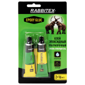 Клей эпоксидный смола + отвердитель, две тубы, суперпрочный, 2х16 мл, RABBITEX (РАББИТЕКС) "ДВА СЛОНА", 609816 за 135 ₽. Клей специальный.  Доставка по РФ. Без переплат!