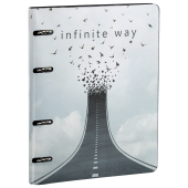Тетрадь на кольцах А5 (180х220 мм), 80 листов, под кожу, клетка, BRAUBERG VISTA, Infinite way, 112132 за 260 ₽. Тетради на кольцах.  Доставка по РФ. Без переплат!