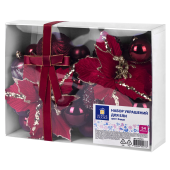 Шары елочные НАБОР 54 предмета "Burgundy Style", пластик, бордо, ЗОЛОТАЯ СКАЗКА, 592591 за 1 520 ₽. Наборы украшений для ели.  Доставка по РФ. Без переплат!