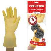 Перчатки МНОГОРАЗОВЫЕ латексные SUPER СИЛА СВЕРХПРОЧНЫЕ, бежевые, размер 7-8, M (средний), вес 96 г, Komfi, ADM, 20073 за 203 ₽. Перчатки латексные и резиновые.  Доставка по РФ. Без переплат!