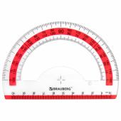 Транспортир 10 см BRAUBERG "FRESH ZONE", 180 градусов, пластик, прозрачный, красная шкала, 210760 за 36 ₽. Транспортиры.  Доставка по РФ. Без переплат!