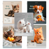 Тетрадь 12 л. BRAUBERG косая линия, обложка картон, CATS AND DOGS, 107288 за 16 ₽. Тетради 12-24 листов.  Доставка по РФ. Без переплат!