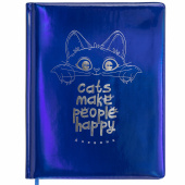 Дневник 1-11 класс 48 л., кожзам (твердая с поролоном), фольга, BRAUBERG HOLIDAY, "Веселый Кот", 106916 за 250 ₽. Дневники универсальные.  Доставка по РФ. Без переплат!