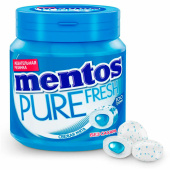 Жевательная резинка MENTOS Pure Fresh "Свежая мята", 50 подушечек, 100 г, банка, 20798 за 389 ₽. Жевательные резинки.  Доставка по РФ. Без переплат!