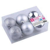 Шары ёлочные 6 шт., 8 см, "Trio", пластик, СЕРЕБРИСТЫЕ (глянец, матовый, глиттер), ЗОЛОТАЯ СКАЗКА, 590876 за 259 ₽. Шары елочные.  Доставка по РФ. Без переплат!