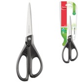 Ножницы MAPED (Франция) "Essentials Green", 210 мм, черные, эргономичные ручки, картонная упаковка с европодвесом, 468110 за 185 ₽. Ножницы универсальные.  Доставка по РФ. Без переплат!