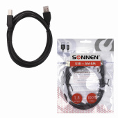 Кабель USB2.0 AM-BM, 1,5 м, SONNEN, медь, для подключения периферийных устройств - принтеров, сканеров, МФУ, плоттеров, черный, 513118 за 98 ₽. Кабели USB 2.0 AM-BM.  Доставка по РФ. Без переплат!