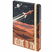 Блокнот с резинкой в клетку 96 л., А5 (145х203 мм), твердая обложка, BRAUBERG, "SpaceX", 113724 за 226 ₽. Блокноты в книжном переплете.  Доставка по РФ. Без переплат!