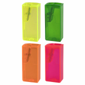 Точилка FABER-CASTELL, с контейнером, прямоугольная, пластиковая, детали флуоресцентные, ассорти, 581525 за 114 ₽. Точилки ручные.  Доставка по РФ. Без переплат!