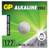 Батарейка GP Alkaline 177 (G4, LR626), алкалиновая, 1 шт., в блистере (отрывной блок), 177-2CY, 4891199026690 за 31 ₽. Батарейки.  Доставка по РФ. Без переплат!