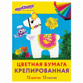 Набор крепированной бумаги, А4, 12 листов, 12 цветов, в папке с европодвесом, ЮНЛАНДИЯ, 112558 за 135 ₽. Бумага цветная крепированная.  Доставка по РФ. Без переплат!