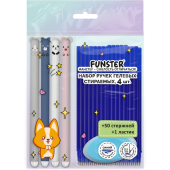 Ручки гелевые стираемые FUNSTER (ФАНСТЕР) "CUTE ANIMALS", СИНИЕ, НАБОР 4 ШТ., 50 стержней, 1 ластик, узел 0,5 мм, линия 0,35 мм, 144437 за 270 ₽. Ручки со стираемыми чернилами.  Доставка по РФ. Без переплат!