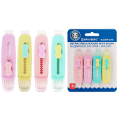 Ластики выдвижные с кистью 2 в 1 BRAUBERG "Slider Duo", НАБОР 4 ШТУКИ, 85х21х15 мм, пастельные цвета ассорти, блистер, 271993 за 178 ₽. Ластики классические.  Доставка по РФ. Без переплат!