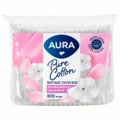 Ватные палочки КОМПЛЕКТ 300 шт., AURA, пакет, ш/к 11160, 13139 за 92 ₽. Ватные палочки и диски.  Доставка по РФ. Без переплат!