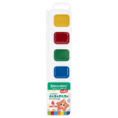 Краски акварельные BRAUBERG KIDS NEW, медовые, 6 цветов, квадратные кюветы, пластиковый пенал с европодвесом, 192794 за 60 ₽. Акварель школьная.  Доставка по РФ. Без переплат!
