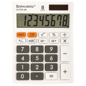 Калькулятор настольный BRAUBERG ULTRA-08-WT, КОМПАКТНЫЙ (154x115 мм), 8 разрядов, двойное питание, БЕЛЫЙ, 250512 за 475 ₽. Калькуляторы настольные.  Доставка по РФ. Без переплат!