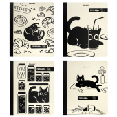 Тетрадь А5 96 л. BRAUBERG, на сшивке с корешком, клетка, обложка картон, "Кот-Непоседа", 405292 за 79 ₽. Тетради более 60 листов.  Доставка по РФ. Без переплат!