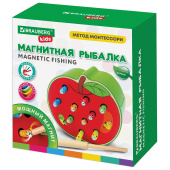 Сортер-рыбалка магнитный деревянный развивающий "Яблоко", BRAUBERG KIDS, 665244 за 589 ₽. Игрушки развивающие.  Доставка по РФ. Без переплат!