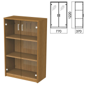 Шкаф закрытый со стеклом "Арго", 770х370х1220 мм, орех (КОМПЛЕКТ) за 13&nbsp;938 ₽. Набор мебели "Арго".  Доставка по РФ. Без переплат!