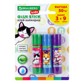 Клей-карандаш "Anime" 9 г, ВЫГОДНАЯ УПАКОВКА, BRAUBERG KIDS, 3 штуки на блистере, 272471 за 84 ₽. Клей-карандаш.  Доставка по РФ. Без переплат!