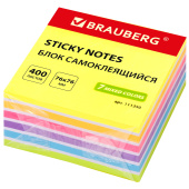 Блок самоклеящийся (стикеры) BRAUBERG НЕОНОВЫЙ 76х76 мм, 400 листов, 7 цветов, 111350 за 377 ₽. Блоки самоклеящиеся.  Доставка по РФ. Без переплат!