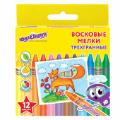Восковые мелки трехгранные ЮНЛАНДИЯ "ЮНЛАНДИК И МУДРЫЙ ЛИС", НАБОР 12 цветов, 227289 за 88 ₽. Мелки восковые.  Доставка по РФ. Без переплат!