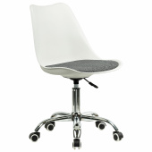 Кресло стул BRABIX "Eames MG-310 CH", хром, пластик белый, ткань серая, 532924 за 5&nbsp;929 ₽. Кресла для персонала.  Доставка по РФ. Без переплат!