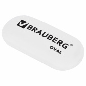 Ластик BRAUBERG "Oval", 55х23х10 мм, белый, овальный, 222471 за 32 ₽. Ластики классические.  Доставка по РФ. Без переплат!