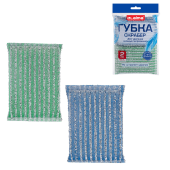 Губка-скрабер 13х8,5х1,5 см, поролон + абразивная оплетка, КОМПЛЕКТ 2 штуки, посуда, уборка, LAIMA, 700057 за 36 ₽. Губки хозяйственные.  Доставка по РФ. Без переплат!