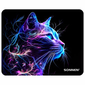 Коврик для мыши SONNEN "NEON CAT" резина + ткань, 250х200х2 мм, 513956 за 85 ₽. Коврики для мыши.  Доставка по РФ. Без переплат!