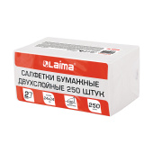 Салфетки бумажные 250 штук, 2-слойные, 24х24 см, LAIMA, белые, 100% целлюлоза, 118714 за 156 ₽. Салфетки столовые.  Доставка по РФ. Без переплат!