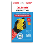 Перчатки МНОГОРАЗОВЫЕ латексные LAIMA "БИКОЛОР" черно-красные, ОСОБО ПРОЧНЫЕ, хлопковое напыление, размер M (средний), вес 55 г, 700538 за 73 ₽. Перчатки для защиты от химических воздействий.  Доставка по РФ. Без переплат!