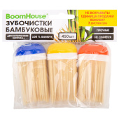 Зубочистки бамбуковые 450 штук, КОМПЛЕКТ 3 диспенсера по 150 штук, BOOMHOUSE (БУМХАУС), 701947 за 55 ₽. Зубочистки.  Доставка по РФ. Без переплат!