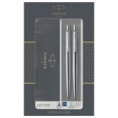 Набор PARKER "Jotter Stainless Steel CT": шариковая ручка синяя и механический карандаш, 2093256 за 3&nbsp;176 ₽. Подарочные ручки в наборах.  Доставка по РФ. Без переплат!