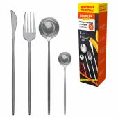 Набор столовых приборов UNIQUE 24 шт., 6 персон, серебристый, нержавеющая сталь, DASWERK (ДАСВЕРК), 609072 за 1&nbsp;243 ₽. Наборы столовых приборов.  Доставка по РФ. Без переплат!