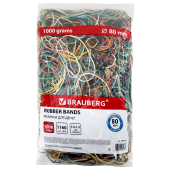 Резинки банковские универсальные диаметром 80 мм, BRAUBERG 1000 г, цветные, натуральный каучук, 440152 за 813 ₽. Резинки для денег.  Доставка по РФ. Без переплат!
