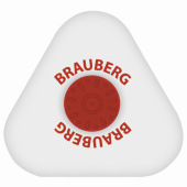 Ластик BRAUBERG "Universal", 45х45х10 мм, белый, треугольный, красный пластиковый держатель, 222473 за 32 ₽. Ластики классические.  Доставка по РФ. Без переплат!