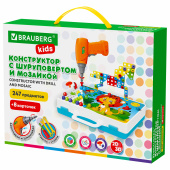 Конструктор с шуруповертом РАЗВИВАЮЩИЙ 247 деталей, BRAUBERG KIDS, 665204 за 1 416 ₽. Конструкторы.  Доставка по РФ. Без переплат!
