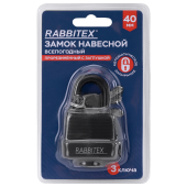 Замок навесной стальной 40 мм "Всепогодный", оцинкованный, прорезиненный, 3 ключа, RABBITEX (РАББИТЕКС), 671300 за 216 ₽. Замки навесные.  Доставка по РФ. Без переплат!