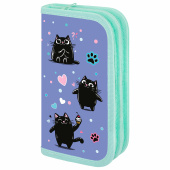 Пенал ПИФАГОР, 2 отделения, ламинированный картон, 19х11 см, "Funny cats", 273481 за 286 ₽. Пеналы каркасные.  Доставка по РФ. Без переплат!