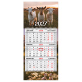Календарь квартальный 2027 г., 1 блок, 1 гребень, бегунок, МИНИ, офсет, BRAUBERG, "Символ года", 118356 за 95 ₽. Календари настенные.  Доставка по РФ. Без переплат!