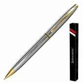 Ручка подарочная шариковая BRAUBERG "De Luxe Silver", корпус серебристый, узел 1 мм, линия письма 0,7 мм, синяя, 141414 за 353 ₽. Ручки бизнес-класса.  Доставка по РФ. Без переплат!